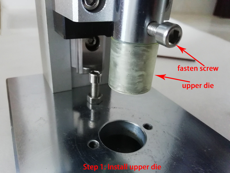 Install Cutting Die of Coin Cell Disc Cutter Step1