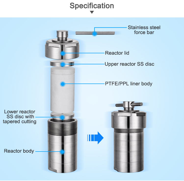 PTFE PPL Lined Hydrothermal Synthesis Reactor 