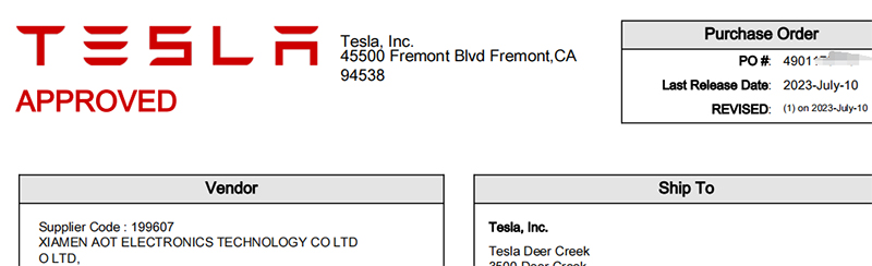 AOTELEC Has Achieved Deep Cooperation With Tesla